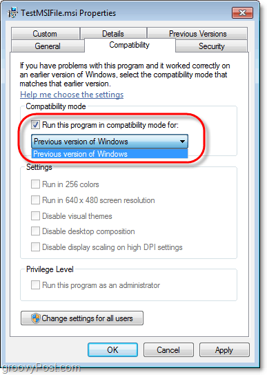 hvordan du kan vise kompatibilitetsinformasjon for en Windows 7 msi-fil