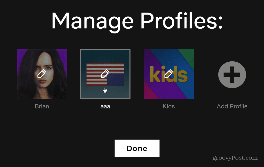 administrere profiler Netflix