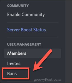 Discord Settings Bans-meny