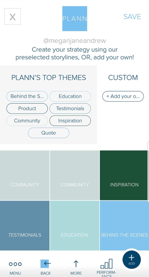 Bruk fargekodede plassholdere i Plann for å planlegge innholdet ditt på Instagram-feedet.