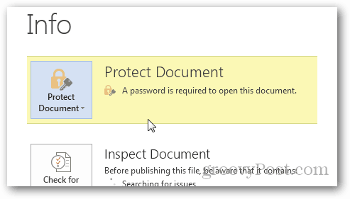 Passordbeskyttelse og kryptering av Office 2013-dokumenter: Bekreft beskyttelse