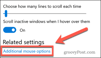 Windows tilleggs lenke for valg av mus