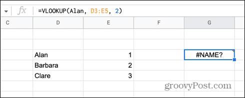 google sheets ingen anførselstegn