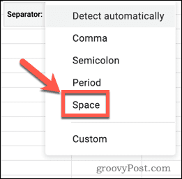 Skille tekst i Google Sheets