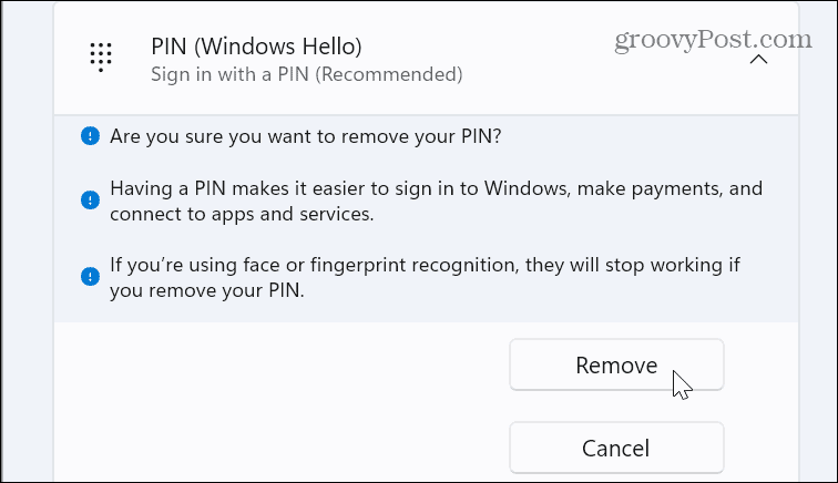 PIN-kode for å logge på Windows 11