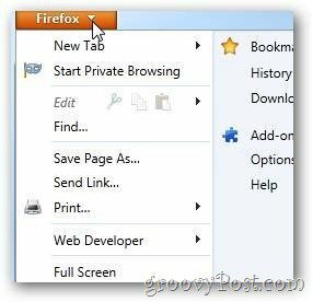 Firefox Arrow-åpne alternativer