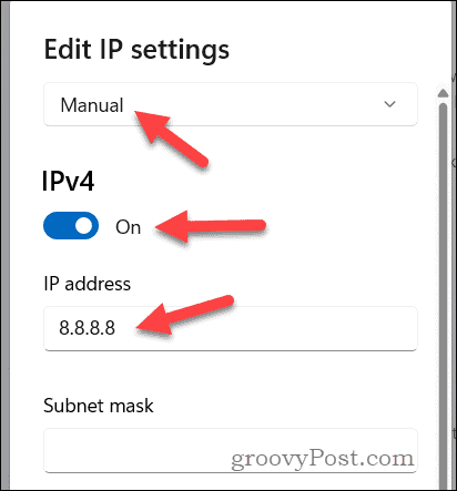 Angi IP-adresse for Google DNS