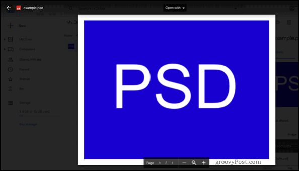 Åpne en PSD-fil i Google Drive