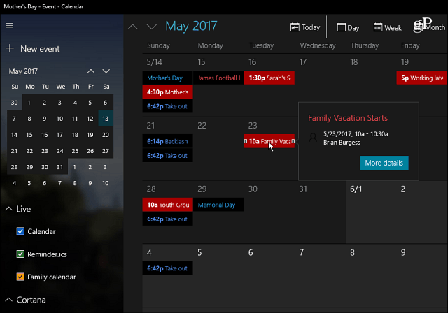 Windows 10 Kalender-app
