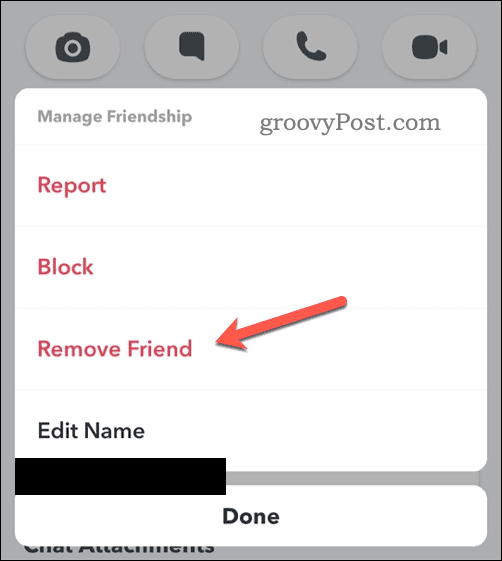 Mulighet for å fjerne en Snapchat-venn