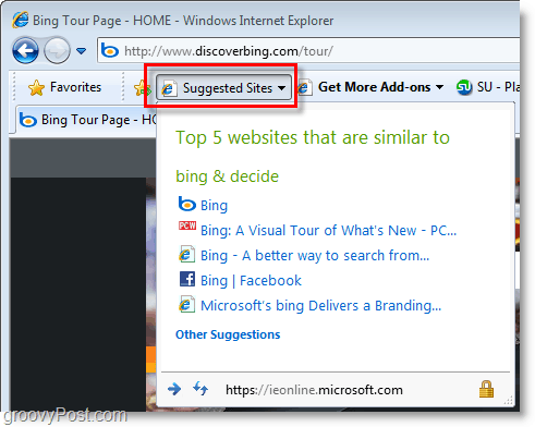 Internet Explorer 8 - foreslåtte nettsteder er irriterende!
