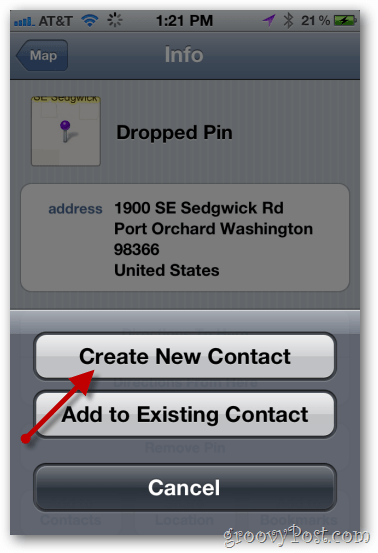 iphone-kart oppretter ny kontakt