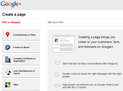 Google+ sider - Opprett en side