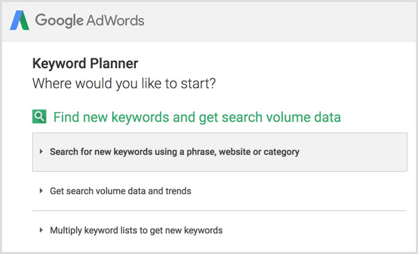 Google Keyword Planner søker etter nye søkeord