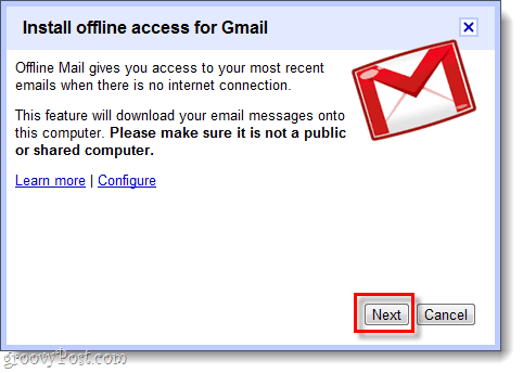 installer offline-tilgang for gmail