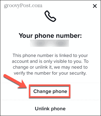 tiktok endre telefonnummer