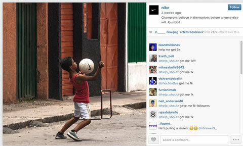 nike verdenscup instagrambilde med #justdoit hashtag