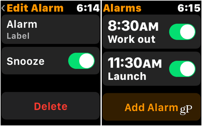 Slett Alarm Apple Watch