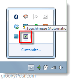 touchfreeze-menyen i systemstatusfeltet