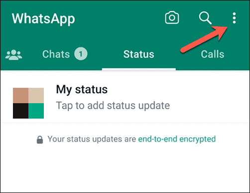 Åpne Whatsapp-menyen