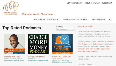 MarketingPodcasts.com er den første og eneste søkemotoren for podcaster.