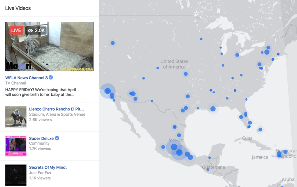 Facebook Live Map er en interaktiv måte for seere å finne live streams hvor som helst i verden.