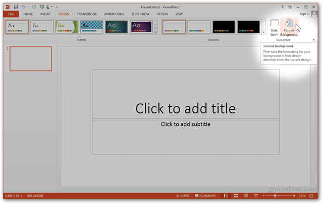 Office 2013 mal Opprett Lag tilpasset design POTX Tilpass lysbildefrembilder Opplæring Hvordan utforme bakgrunnsalternativ for format