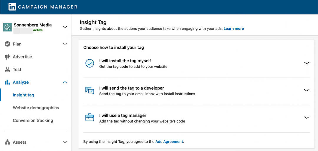 how-to-linkedin-campaign manager-analyze-reklame-resultater-sonnenberg-media-step-1