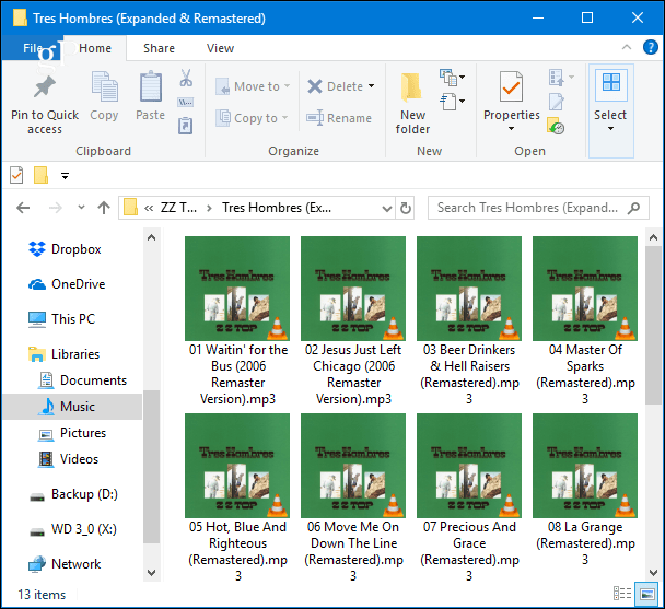 File Explorer nedlastet musikk