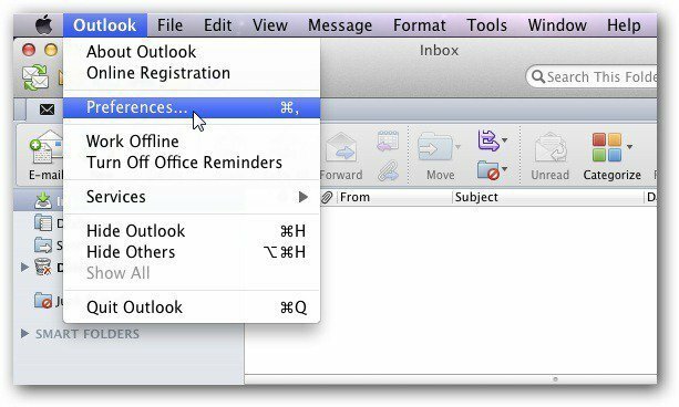 Innstillinger for Outlook Mac