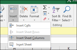 sett inn rad-eller-celle i Excel