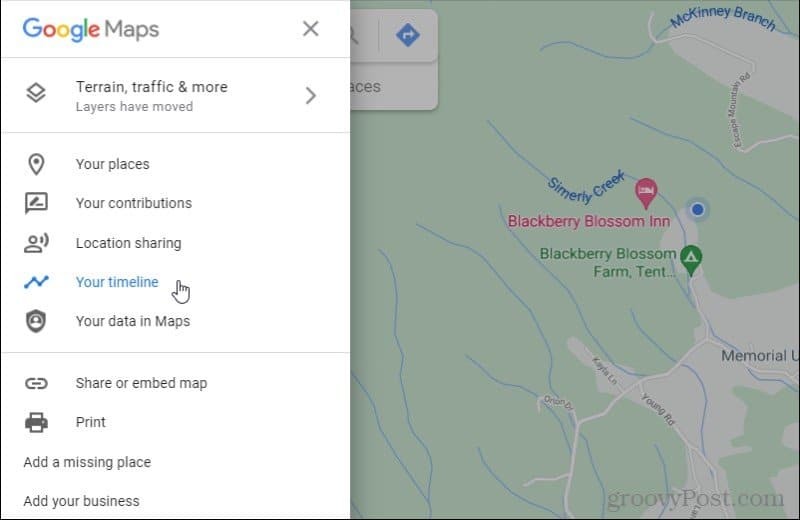 tidslinje for google maps
