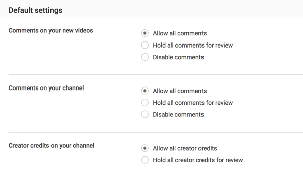 Du kan tillate alle kommentarer etter innsending eller velge å holde dem til gjennomgang, avhengig av YouTube-moderasjonsinnstillingene dine.