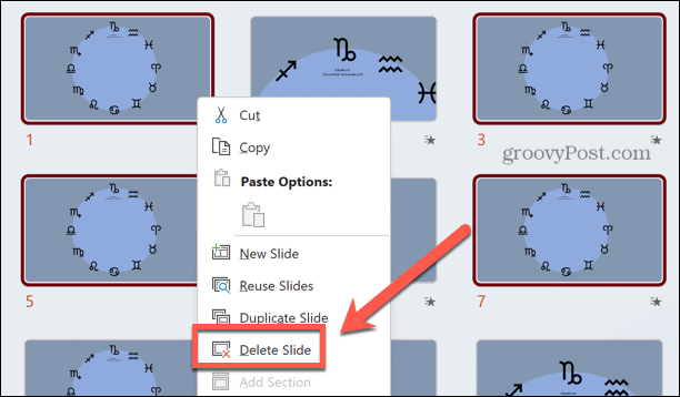 powerpoint slette lysbilde