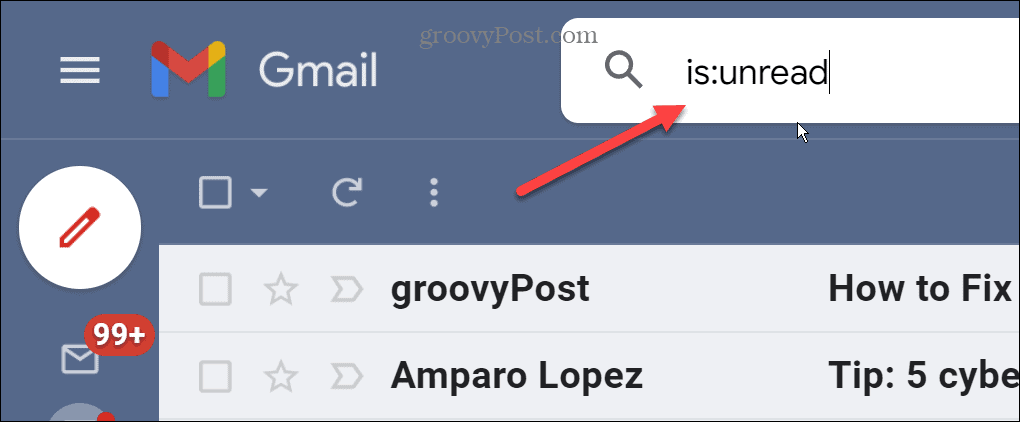 Finn uleste e-poster i Gmail