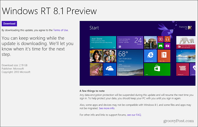 Windows RT 8.1 Forhåndsvisning Windows Store