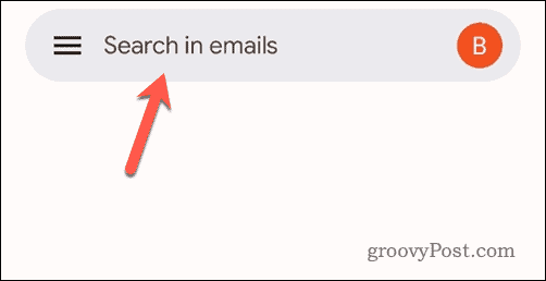 Trykk på søkefeltet i Gmail mobil
