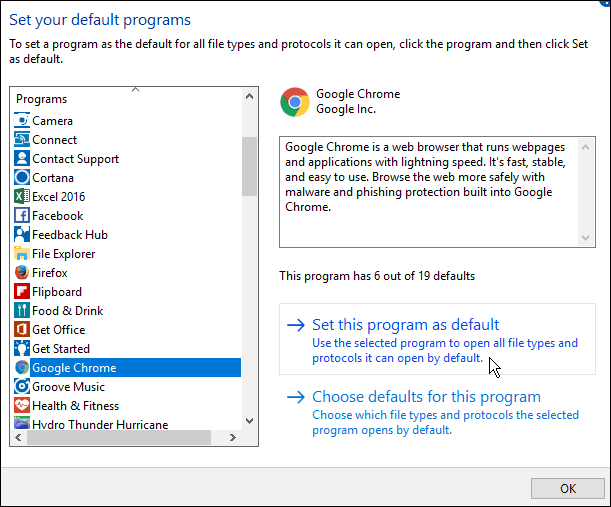 Endre standard nettleser i Windows 10 jubileumsoppdatering