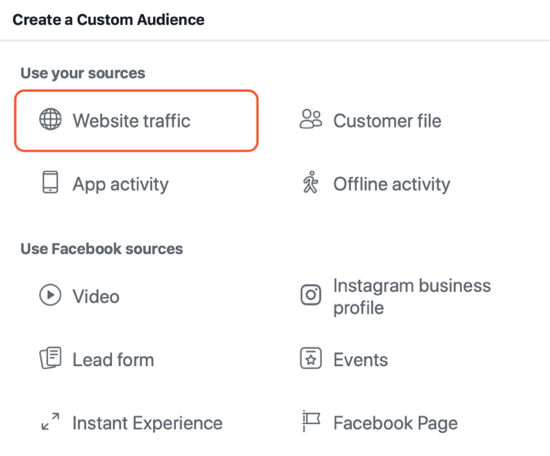Hvordan lage Facebook-reklameannonser, eksempel på innstilling av publikum for trafikk på nettsteder for annonser