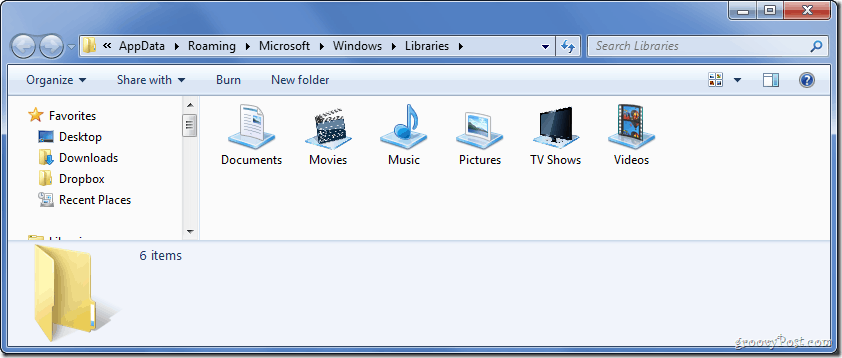 Slik endrer du ikonet i et Windows 7-bibliotek
