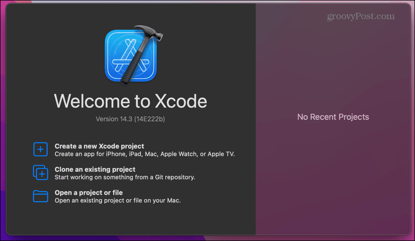 xcode-startskjermen