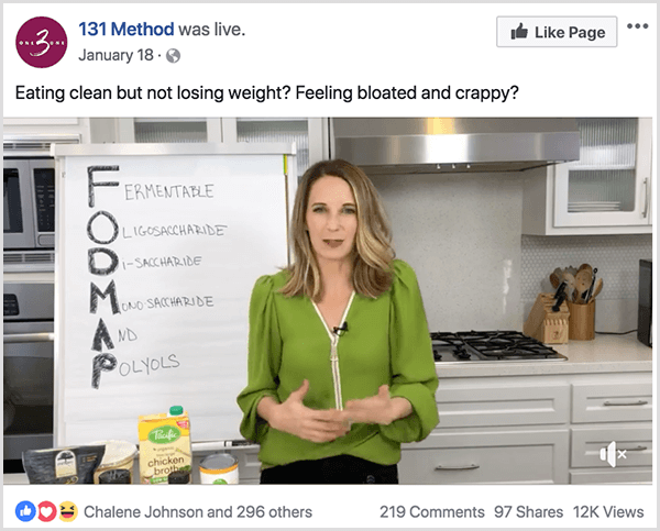 131-metoden på Facebook-siden legger ut en video om rent spising.