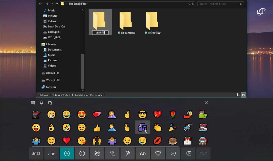 Trykk på Keyboard Emoji File Explorer