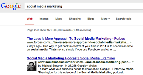 sosiale medier markedsføring søk på google +