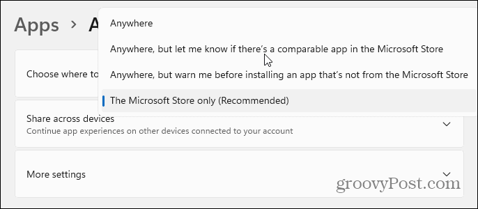 Andre installasjonsapp -funksjoner Windows 11