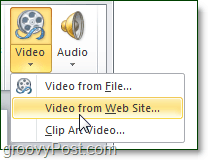 Video fra nettstedalternativ i PowerPoint 2010