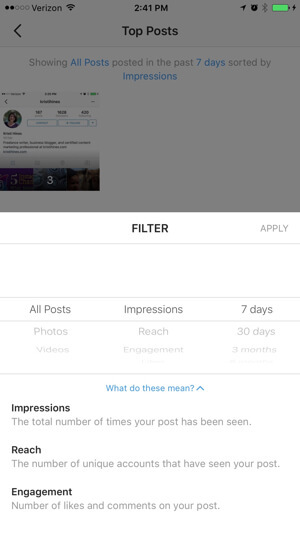 instagram virksomhetsprofil innsikt filter