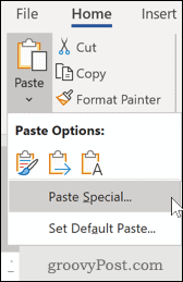 Word Paste Spesialalternativ