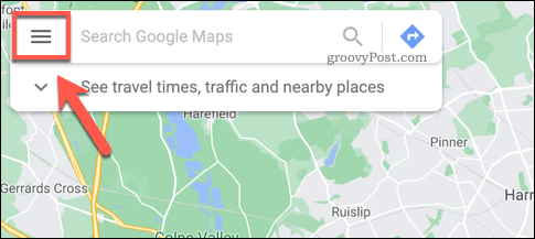 Google Maps hamburger-menyikon