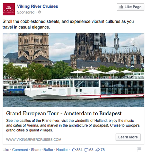 viking river cruise facebook nyhetsfeedannonse